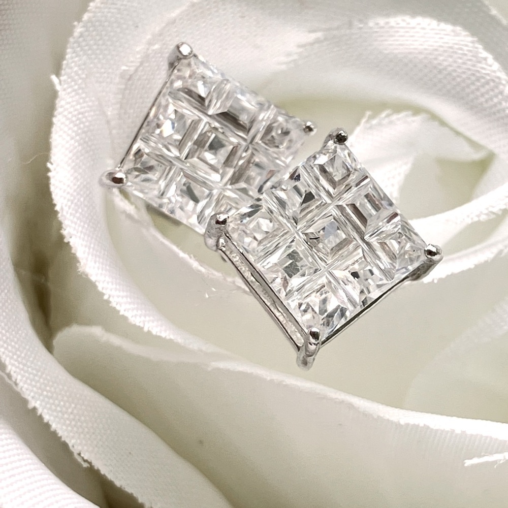 Sterling silver Triple A CZ laser cut earrings
